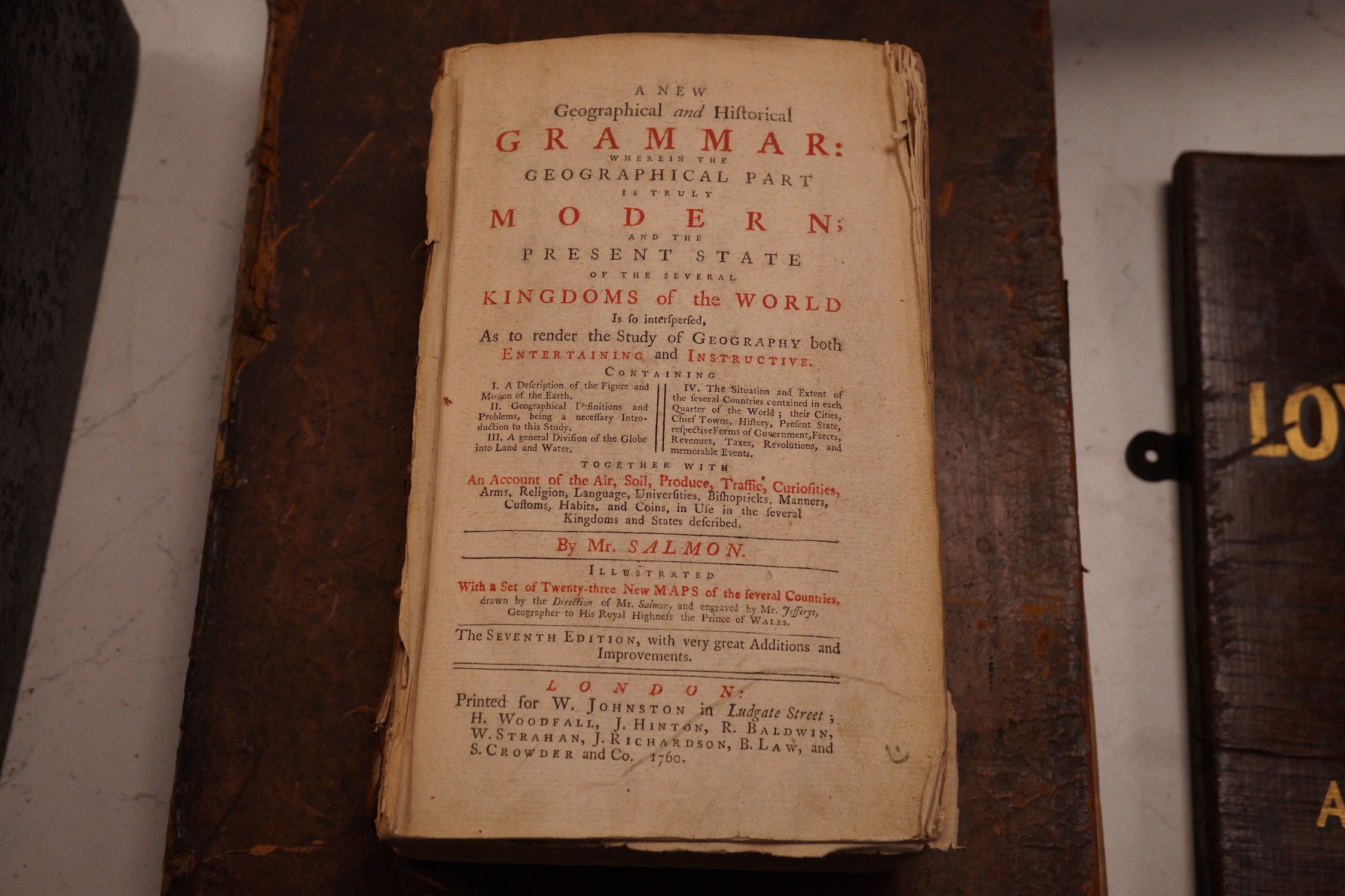 Two books: Salmon's Geographical Grammar and Josephus, folio